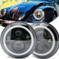 2X For Lada Niva 4x4 7Inch H4 LED Headlight With Angle Eye Turn Signal for VAZ 2101GAZ 24 UAZ 469 Toyota Jeep Wrangler JK Suzuki. 