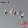 INZATT Real 925 Sterling Silver Zircon CZ Mini Stud Earrings for Women Non Removable Beads Color Single Ear Hole Fine Jewelry. 