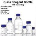 Media Bottle Reagent Culture Bottle Borosilicate Type Glass with Blue Screw Cap & White Graduations Heat Resistant Transparent Glass Lab Media Bottle for Learning Educational & Science Projects 10ml 25ml 50ml 100ml 250ml 500ml 1000ml 2000ml 5000ml 10000ml. 
