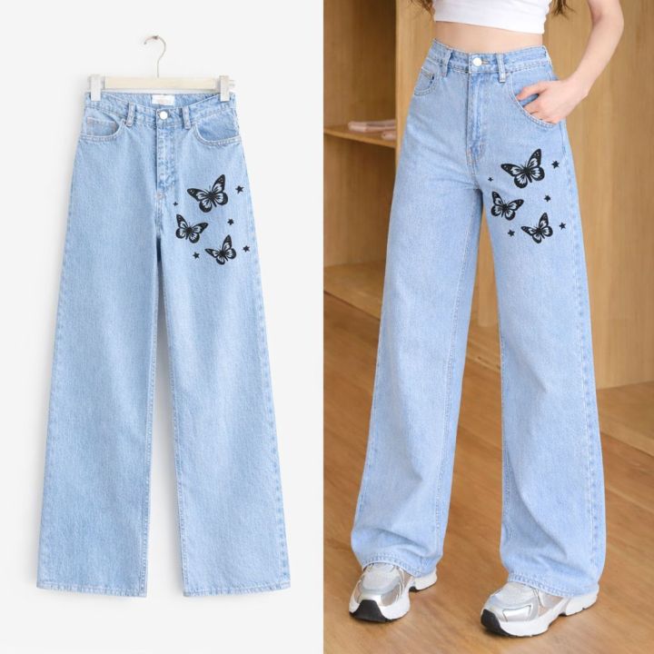 Light%20Blue%20High%20Waist%20Wide%20Leg%20Printed%20Jeans%20for%20Women%20&%20Girls%20%7C%20Comfortable%20Baggy%20Denim%20Trousers%20-%20Image%203