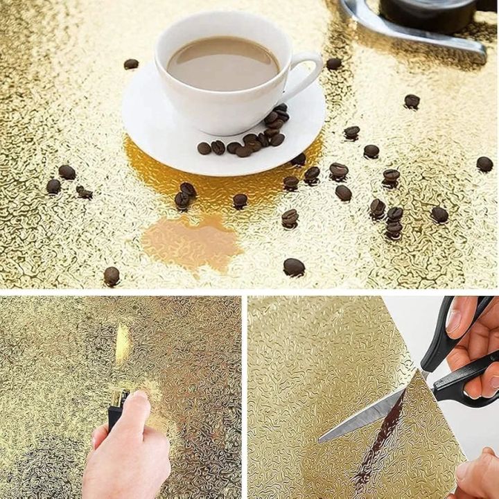 Kitchen Backsplash Oil-Proof Waterproof Sticker 15.7”X118.1” Kitchen Peel And Stick Wallpaper Aluminum Foil Self Adhesive Heat Resistant Wall Sticker For Kitchen Countertop Drawer