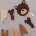 Brown Bear Birthday Letter Pull Flag Party Decoration banner layout 1 set 1 piece. 