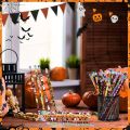 12/24pcs Halloween Themed Pencil Set with Erasers Pumpkin/Skeleton/Bat/Spider Pattern Pencil Party Favor Pack, 12 Random Mix.