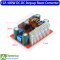 DC 400W 15A Step-up Boost Converter Constant Current 8.5-50V to 10-60V Voltage Charger DC-DC Step Up Module by Electrica. 