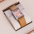 OGEDA Waterproof Couple Watches Casual Fashion Quartz Stainless Steel Leather Strap Square Dial Men's And Women's Lover Watch.