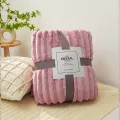 Solid Color Fluffy Blankets Thickened Wide Striped Blanket Soft Warm Sofa Bed Sheet Cover Chunky Nap Blanket Home Bedroom Decor. 