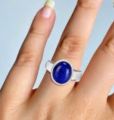 ELEGANT STAINLESS STEEL  AFRICAN BLUE SPHIRE NEELAM RING FOR GIRLS OR WOMEN. 