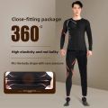 Men's Thermal Plush Base Layer Set Winter Thickened Running Trainning Quick Drying Clothes Fitness Tight Sports Men's Sweats Set. 
