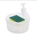 Kitchen Soap Dispenser and Scrubber Holder Multifunctional Dishwashing Container 1000ml Manual Sink Dish Washing.