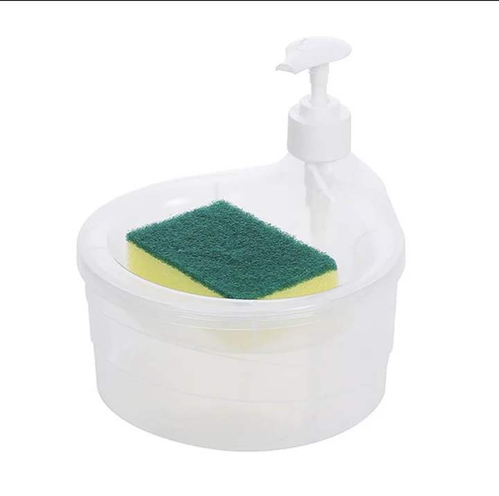 Kitchen%20Soap%20Dispenser%20and%20Scrubber%20Holder%20Multifunctional%20Dishwashing%20Container%201000ml%20Manual%20Sink%20Dish%20Washing%20-%20Image%202