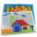 296 Pieces/Set Box-Packed Grain Mushroom Nail Beads Intelligent 3D Puzzle Games Jigsaw Board for Children Kids Educational Toys. 