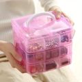 3-layer 18 Compartment Transparent Storage Box, Jewelry and Toy Storage Box, Suitable for Kitchen, Jewelry Organizer. 