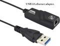 Rifah USB 3.0 male to RJ45 female Gigabit Ethernet connection adapter, supports 10/100/1000 Mbps, compatible with Windows, Mac OS, Android and other systems.