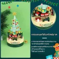 Lego Christmas music box Christmas tree music box with lights rotating sound Christmas gifts LEGO assembled Lego blocks rotating toys 360 ° Christmas gifts. 