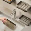 Bathroom Soap Dish Free-Punching Wall Mounted Sponge Holder Organizer Double Drainage Soap Dish Bathroom Accessories. 
