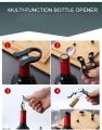 Stainless Steel Red  Bottle Opener Set Seahorse Multifunctional Needle Type Set Bottle Opener  Utensils. 