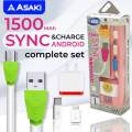 [Best value] Asaki charging sync cable charging and data sync cable with brush head assorted colors. 