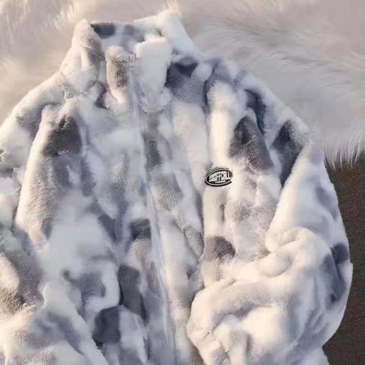 New%20Women's%20Tie%20Dye%20Lamb%20Fleece%20Jacket%20Autumn%20Winter%20Zipper%20Outerwear%20Warm%20Plush%20Jackets%20Harajuku%20Casual%20Loose%20Female%20Thick%20Coat%20-%20Image%203