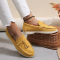 New Lefu Shoes Women's Soft Leather Retro Lazy Man Step on Thick Sole Flat Bottom Comfortable Single Shoe. 