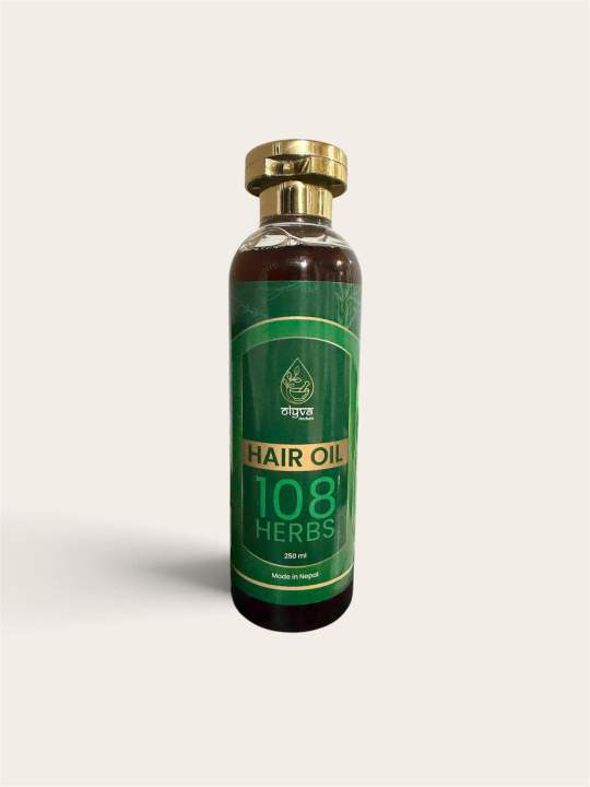 Olyva Herbals Hair Oil 250 ml 108 Herbs / Rishi Adivasi Bringamolika Herbal Hair Oil 250ml 100% Natural 108 Herbs Ayurvedic Formula for Hair Growth Strength Shine Scalp Care Pure Organic