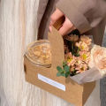 10pcs Portable Flower Gift Bag Kraft Paper Holder Coffee Flower Cake Dessert Packaging Box Photo Favor Drink Carrier With Handle.