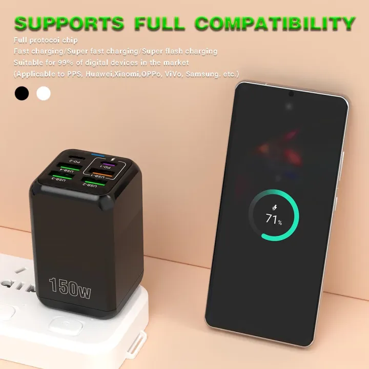 150W%206%20Ports%20USB%20Charger%20PD%20Fast%20Charging%20Charger%20Wall%20Adapter%20EU/US/UK%20Plug%20Charger%20Quick%20Charge%203.0%20Multi%20Ports%20Power%20Adapter%20-%20Image%203