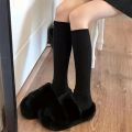 1/3 Pairs Women Solid Color Striped Long Socks Breathable Comfortable in Spring Summer Fashionable Simple Style Casual Socks.