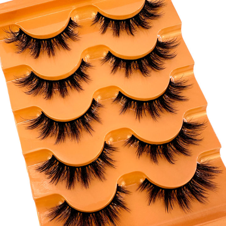 New%20Cat%20Eye%20Lashes%205D%20Fluffy%20Faux%20Mink%20Lashes%208D%20Volume%20Wispy%20Long%20Lashes%20Fake%20Eyelash%20Russian%20Strips%205%20Pairs%20Pack%20Makeup%20-%20Image%204
