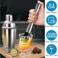 Stainless Steel Cocktail Shaker Set with 750ml Mixing Glass, Strainer, Muddler, Mixing Spoon, Pour Spout, for Home Bar. 