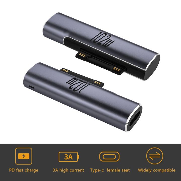 For%20Microsoft%20Surface%20Pro%20X/8/7/6/5/4/3/Go/Book%20to%20USB%20Type%20C%20PD%20Fast%20Charging%20Adapter%20Tablet%20Magnetic%20Converter%20Charger%20Adapter%20-%20Image%202