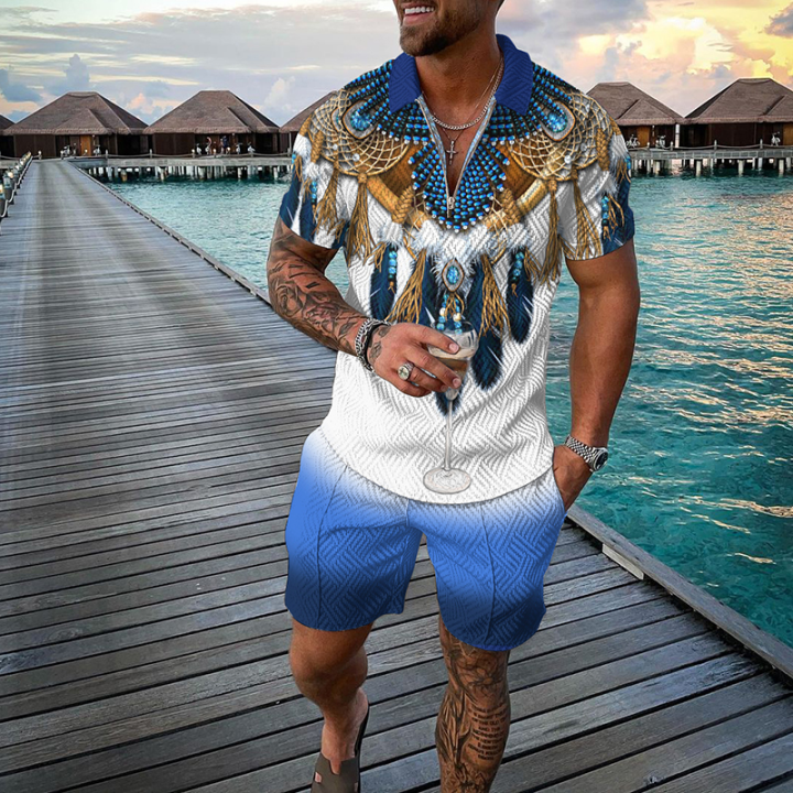 Zipper%20Polo%20Shirt%20Suit%20Shorts%202%20Pcs%20Set%20Holiday%20Summer%20New%20Men%203D%20Printed%20Beach%20Style%20Streetwear%20Casual%20Clothing%20Oversize%20-%20Image%204