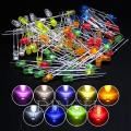 100PCS 3mm 5mm LED Diode F3 F5 Assorted Kit White Green Red Blue Yellow Orange Pink White DIY Light Emitting LED Diode Connector. 
