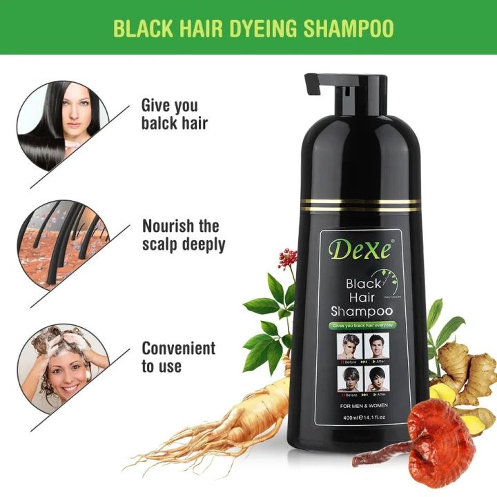 DEXE%20Black%20Hair%20Shampoo%20Best%20Instant%20Hair%20Color%20400ml%20-%20Image%202