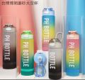 Outdoor fashionable sports water bottle with scale, portable car handle ring, plastic water cup pop-up cover(1 liter). 