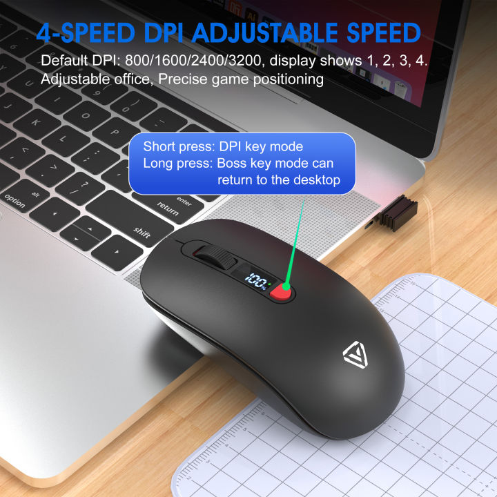 T03 Bluetooth Wireless Mouse,Screen Digital Display,125~133Hz Polling ...