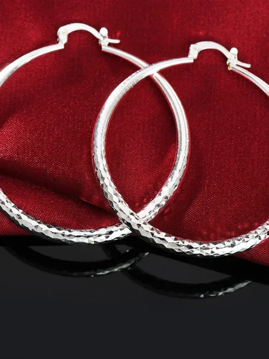 Charms%20fine%20925%20Sterling%20Silver%205CM%20circle%20hoop%20Earrings%20for%20Women%20fashion%20Pretty%20wedding%20party%20Jewelry%20Holiday%20gifts%20-%20Image%204