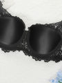 Viomisha Sexy Lingerie Set for Lady Push Up Bra with Steel Ring B Cup Black Lace Underwear Panty Female Intimate Clothes. 