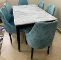 6 seater dinig set. 6 chair table and table top new designs uv marble textured top, customize colors theme available. 