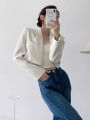 Fashion Women Short Blazer White Basic Jackets Top Elegant Solid Long Sleeve Open Front Coats Casual Short Outwear Office Coat. 