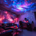 1pc Northern Lights LED Atmosphere Projector,7 Modes, Starry Rotation Projection,USB Powered,Remote Control,For Bedroom Decor. 
