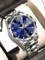 Men Luxury Quartz Watch Day Date Stainless Steel Chain  Wrist Watch for Men. 
