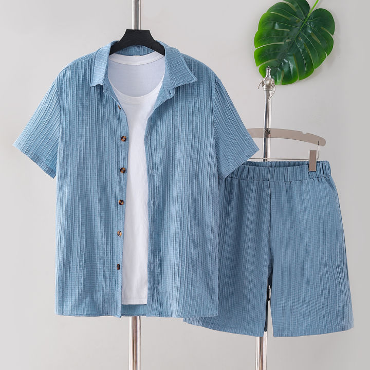 New%20adult%20summer%20open%20chest%20button%20short%20sleeved+loose%20shorts%20casual%20outfit%20-%20Image%206