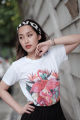 Iconic Fleming T-SHIRT #5666 Flamingo floral print T-shirt women's clothing women's T shirt men T-shirt fashion T shirt White. 