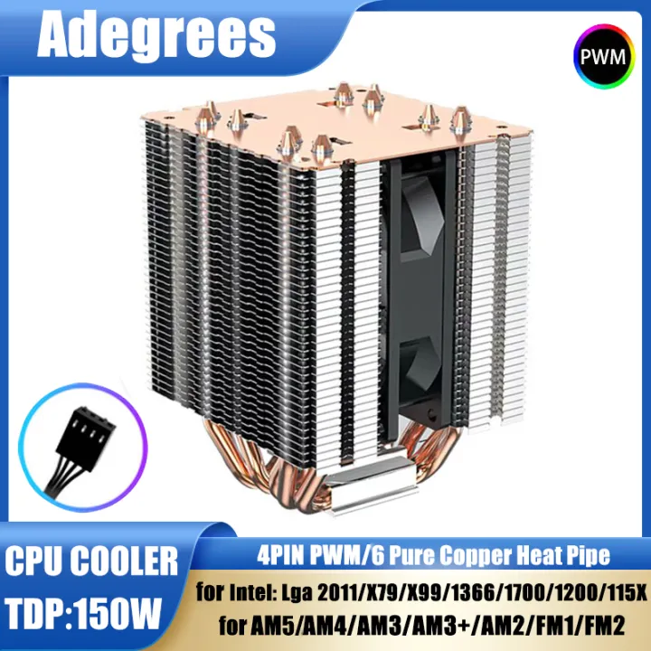 6 Heat Pipe CPU Air Cooler 4Pin PWM 90MM CPU Fan for Intel LGA 1700 ...