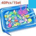 Inflatable fish pond children's magnetic fishing toy pool kindergarten puzzle parent-child game multiplayer collaboration.