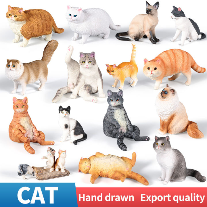 Simulation Cat Model Action Figures Set - Siamese Sphynx Persian Breeds Miniature Pet Figurines for Kids Educational Home Decor