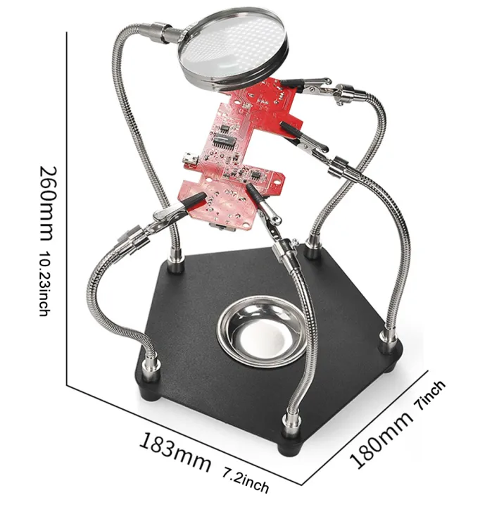 Welding Soldering Magnifier with PCB Holder Flexible Metal Arms Helping ...
