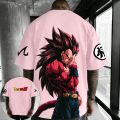 Dragon Ball Anime Oversized Cotton T-shirt 2026 Summer New Vegeta Super Saiyan 4 Printed Men's Street Hip Hop Loose Casual Top. 