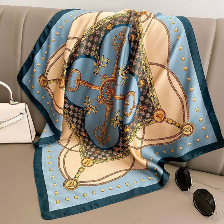 70x70cm%20Fashionable%20Korean%20Style%20Silk%20Square%20Scarf%20Satin%20Print%20Hairband%20Necktie%20Hair%20Accessory%20Headscarf%20Versatile%20Wrap%20Scarf%20-%20Image%204