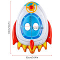 1PC Rocket-shaped Thickened Inflatable Seat Ring with Steering Wheel, Summer Underarm Float for Pool & Beach Parties. 